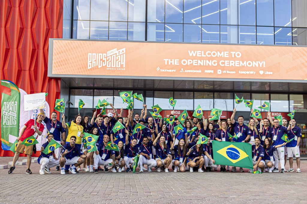 Delegação brasileira na abertura dos Jogos do BRICS, em Kazan, na Rússia